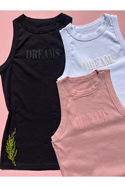 LEYNA BUTİK Чорна, біла, пудрова модальна майка-топ