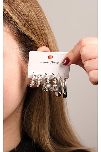 Jack Ferrero Women's Steel 6 Piece Earring Set