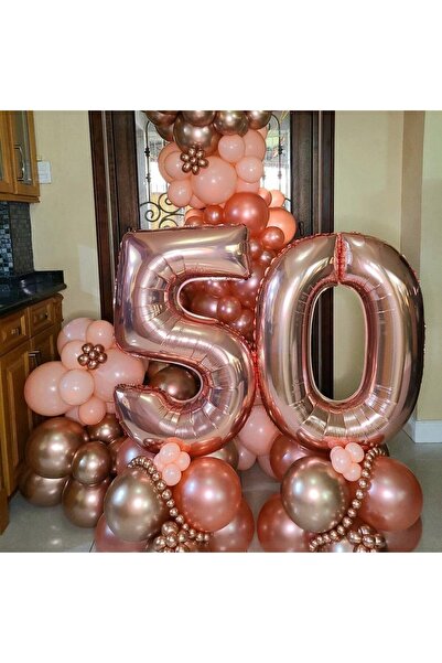 Flippy Metallic Foil Balloon Number Figure, 100 cm, Rose Coral, Number 0
