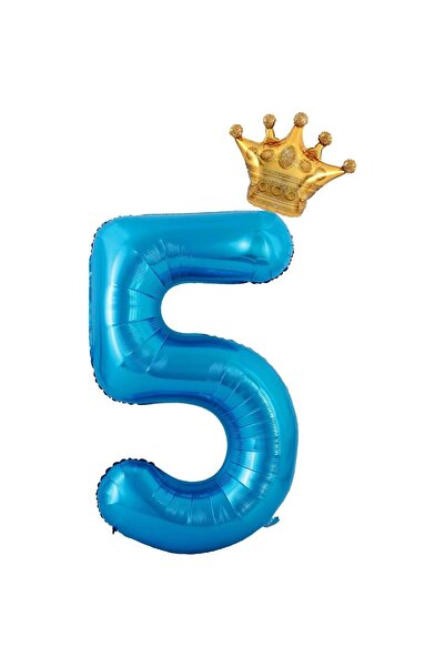 Flippy Balon Flippy, Cifra si Coroana, 100 cm, , Albastru, Cifra 5