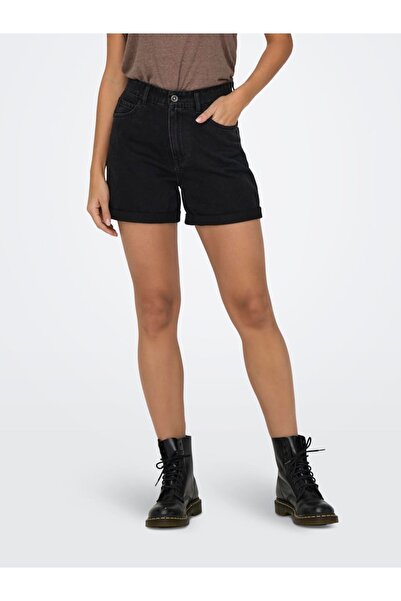 ONLY Onlvega Hw Mom Dnm Shorts Noos Women's Black Denim Shorts - 15230571