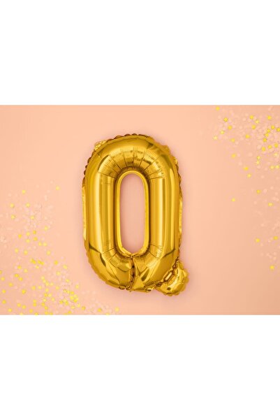 Flippy Metallic Foil Balloon Letter Q, 40 cm, Helium or Air, Individual Pack, Straw Included, Gold