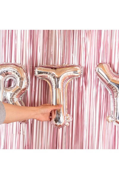 Flippy Metallic Foil Balloon Letter T, 80 cm, Helium or Air, Individual Pack, Straw Included, Silver