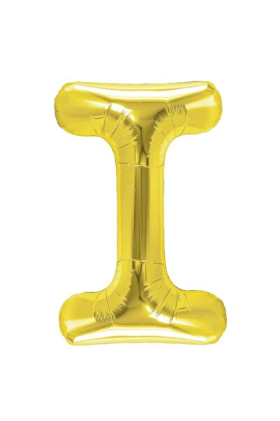Flippy Metalized Foil Balloon Letter I, 40 cm, Helium or Air, Individual Pack, Straw Included, Gold