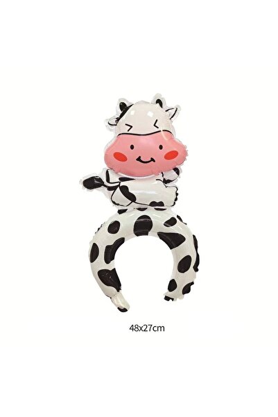 Flippy Metallic Foil Balloon Headband, Cow Crown, 48 x 27 cm, White/Black