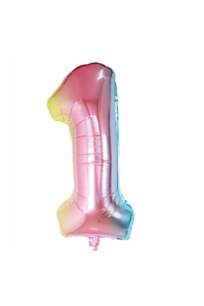 Flippy Balon folie metalică, număr 1, gradient, 40 cm, pai inclus, aer sau he...