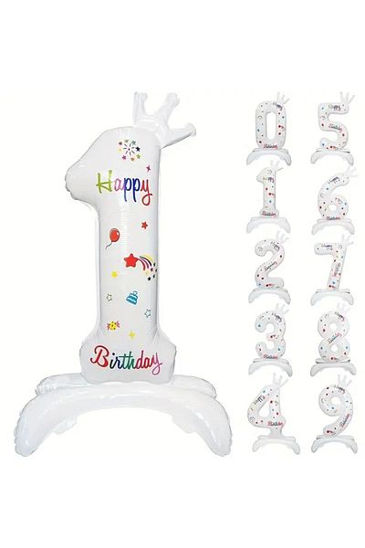 Flippy Balloon, , Number, Model 1 With Happy Birthday Written, 81 Cm, , White