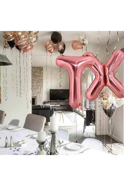 Flippy Foil Balloon Letter X, 100 cm, Helium or Air, Individual Pack, Straw Included, Rose Gold