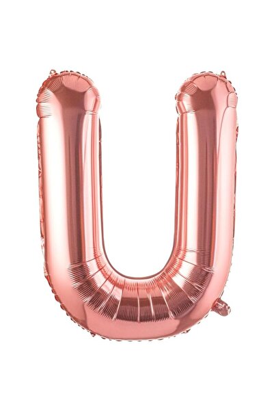 Flippy Balon Litera U, Flippy, 80 cm, , Pai inclus, Rose Gold