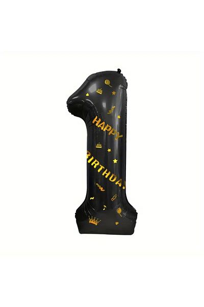 Flippy Balon Flippy, Cifra, Scris La multi ani, 100 cm, , Negru, Cifra 1
