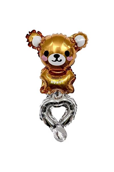 Flippy Metalized Foil Balloon, Teddy Bear, Brown