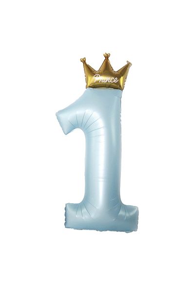 OEM Metallic Foil Balloon, Number 1 Figurine, Crown Print Model, 91 cm, Packaging in