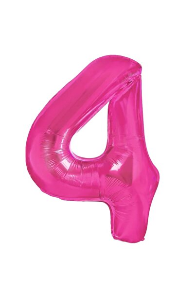 Flippy Balon folie metalică - Numărul 4, 40 cm, roz, pachet individual, pai i...
