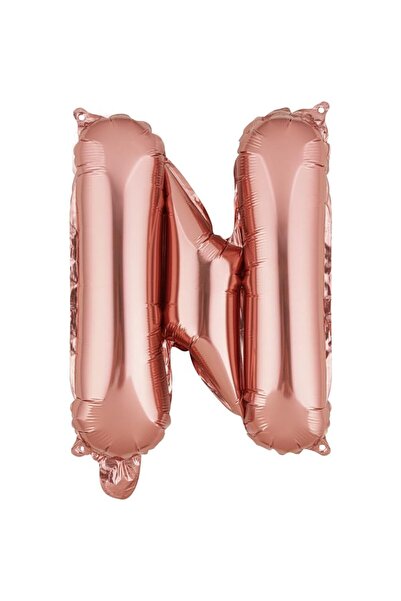Flippy Balon folie metalică litera N, 40 cm, heliu sau aer, auriu roz