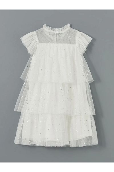 LC Waikiki Παιδικό εκρού φόρεμα με λαιμόκοψη Sparkling για κορίτσια