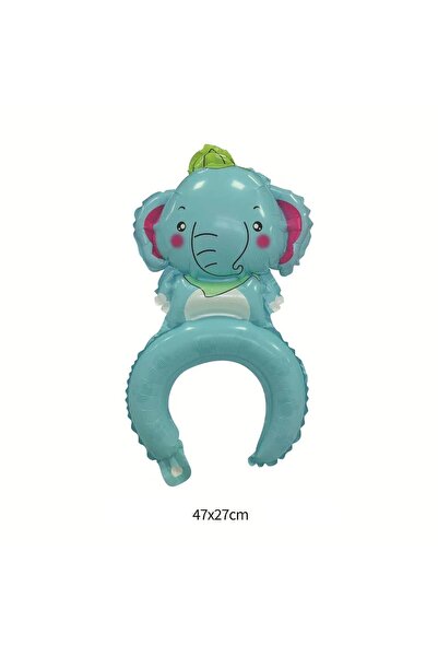 Flippy Metallic Foil Balloon Crown Headband, Elephant, 47 x 27 cm, Blue