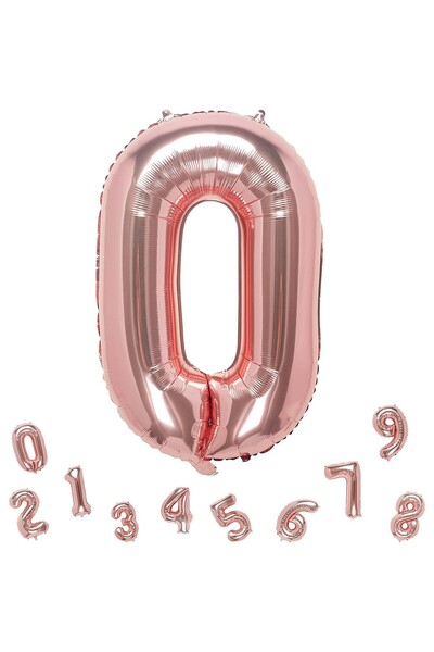 Flippy Metallic Foil Balloon Number Figure, 100 cm, Rose Coral, Number 0
