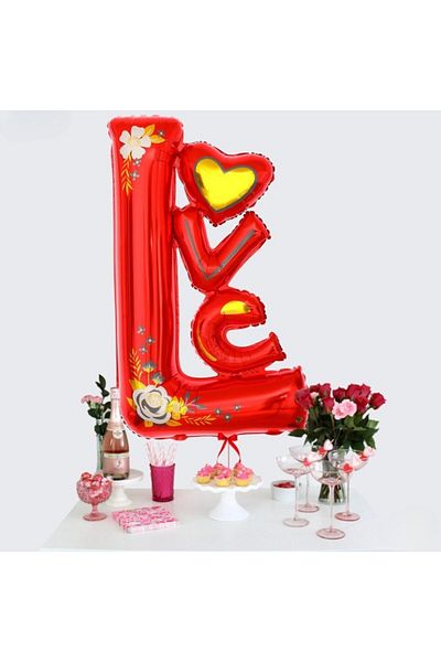 Flippy Balon, , Figurine, Model Love, Tematica Iubire, 110x64 Cm, , Rosu