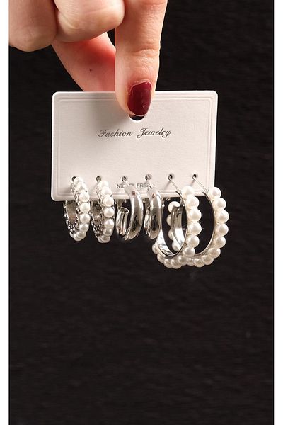 Jack Ferrero Women's Steel 6 Piece Earring Set