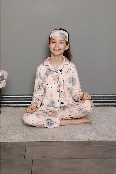 LİLLYPİCCA Set de pijamale cu nasturi pentru fete + bandă pentru ochi inclusă