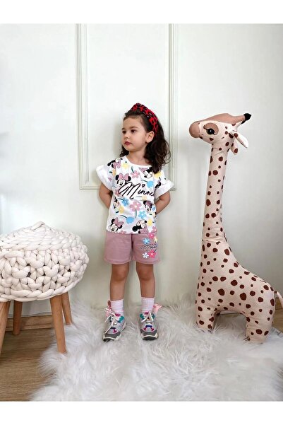 LİLLYPİCCA Kız Çocuk Minnie Desenli Penye  T-SHİRT Cepli Şortlu 2'Li Takım