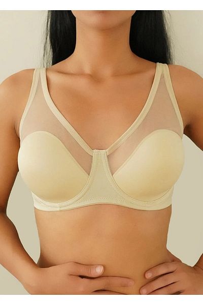 CUBBUX 9200 B Cup Γυναικείο Σουτιέν με λεπτομέρεια από τούλι χωρίς υποστήριξη