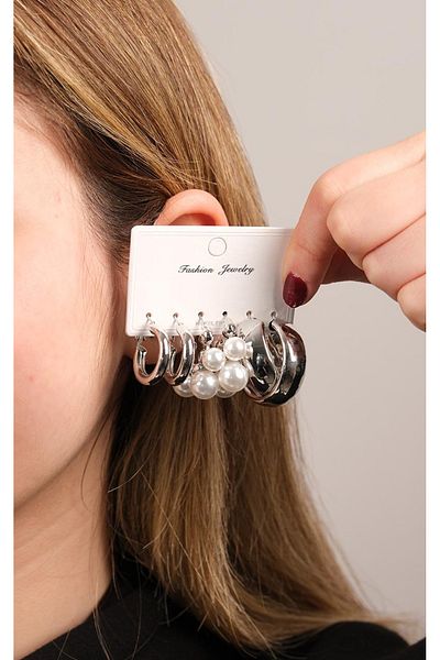 Jack Ferrero Women's Steel 6 Piece Earring Set