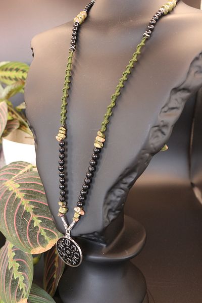 magıcgrange Natural Stone Moon Calendar Unakite Design Men Women Steel Necklace Handmade Accessory Summer Season