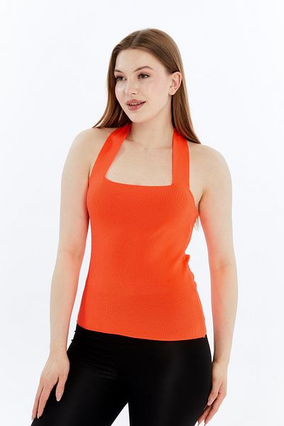 MA ananas Halter Neck Fitted/Fitted Stretchy Blouse