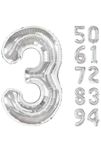 Flippy Balon, Flippy, Cifra, 80 cm, , Argintiu, Cifra 3