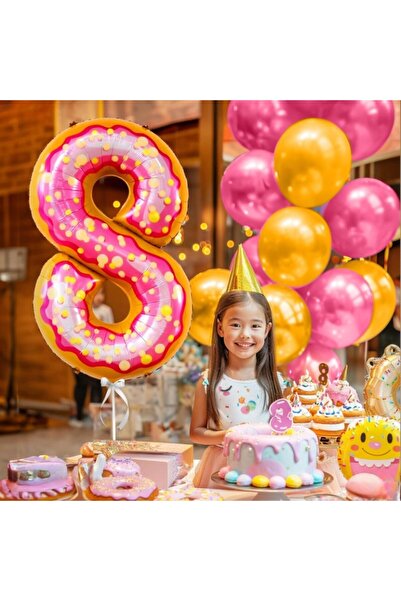 Flippy Balon din Folie Metalizata Flippy, Figurina Cifra, Imprimeu Gogosi, Tema Aniversare