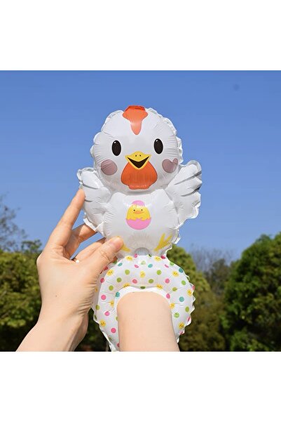 Flippy Metallic Foil Balloon 'Flippy' Animal Figurine (Chicken), Bracelet Type, White