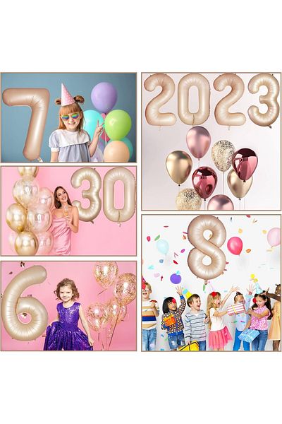 Flippy Balon, Flippy, Cifra, Model 7, 100 cm, , Crem