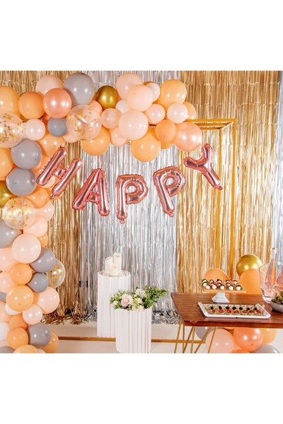 Flippy Metallic Foil Balloon Letter P, 40 cm, Helium or Air, Individual Pack, Straw Included, Rose G