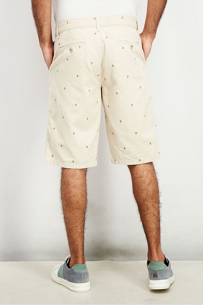 DeFacto Men Allover Print Chino Shorts, Beige