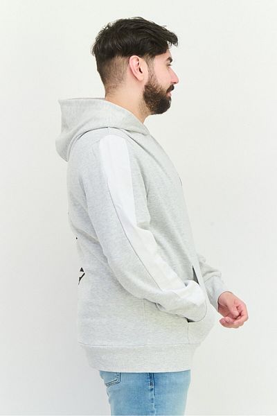 Kangol Men Brand Logo Long Sleeves Hooded Sweatshirt, Grey/black