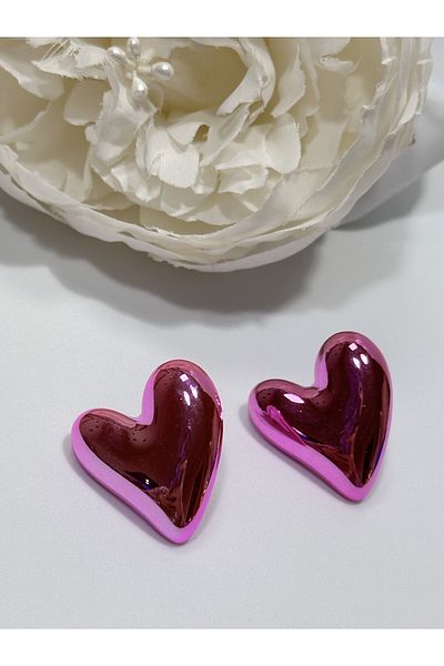 MFM STORE Metallic Color Heart Earrings