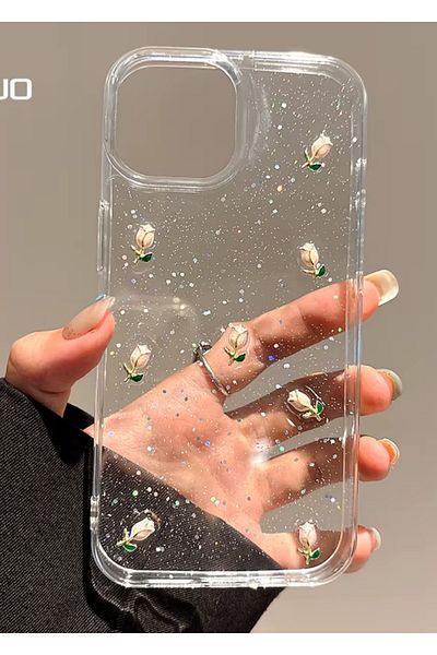 KVK PRİVACY حافظة متوافقة مع هاتف Apple iPhone 16 Pro، غطاء سيليكون ناعم مقاوم للصدمات باللون الفضي الوردي