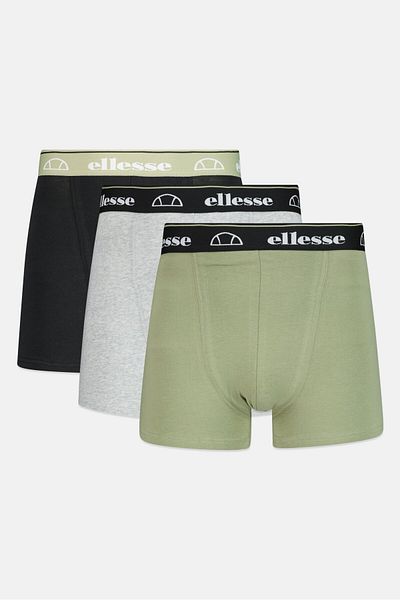 Ellesse شورت رجالي بشعار العلامة التجارية، 3 قطع، أخضر/رمادي