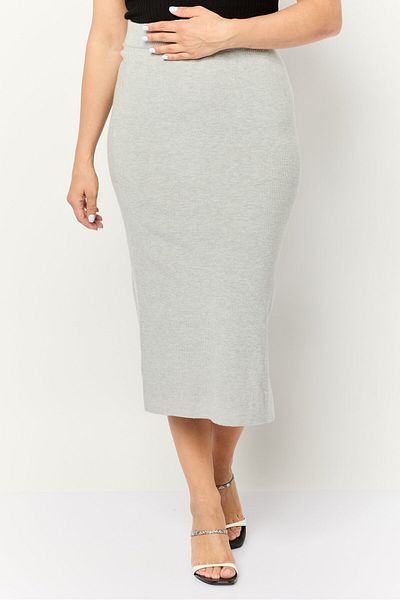 Esprit Women Ribbed Midi Skirts, Grey
