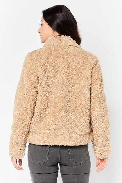 Esprit Women Textured Sherpa Jacket, Beige