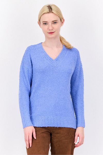 PİNK ROSE Women V-neck Knitted Sweater, Light Blue
