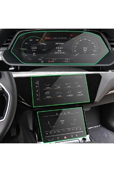 corcishop For Audi Q7 2020-2023 Instrument and Multimedia Dual Screen Protector Navigation 9H Nano Screen Protector