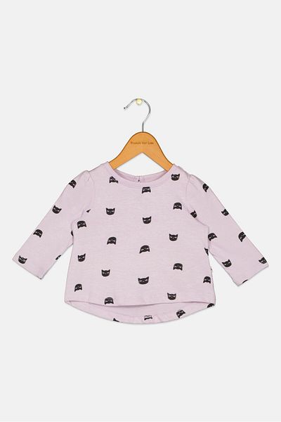 GAP Toddlers Girl Allover Printed Long Sleeve Top, Lavender