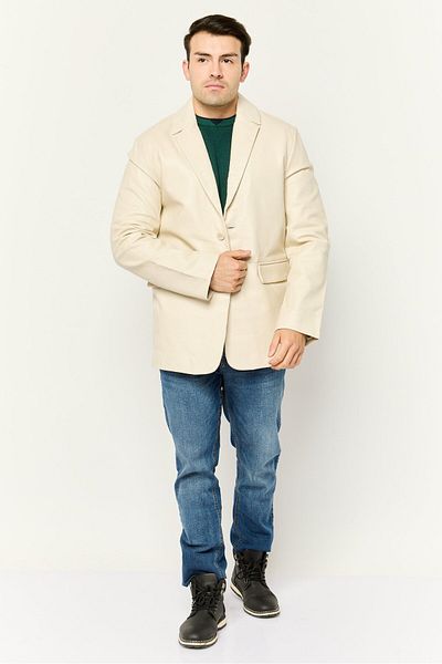 Asos Design Men Regular Fit Plain Semi-formal Blazer, Cream