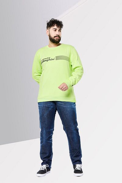 Lamborghini Men Crew Neck Graphic Print Long Sleeves Sweatshirt, Lime