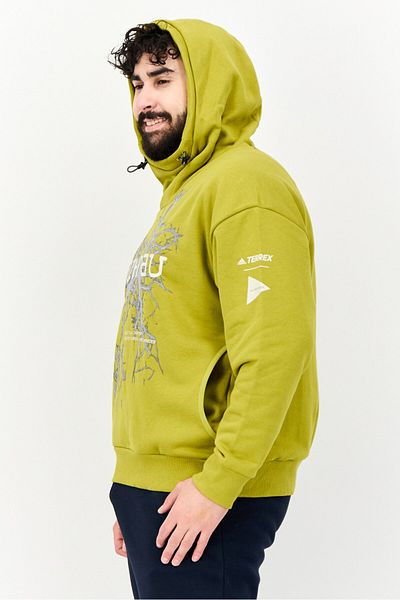 adidas Men Sportswear Fit Long Sleeve Outdoor Hoodies, Olive