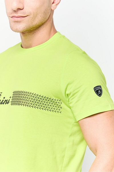 Lamborghini Men Sportswear Fit Short Sleeve Outdoor T-Shirt, Lime Green