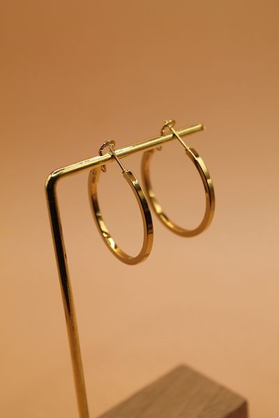 Luvix Design Gold Color Thin Hoop Steel Earrings