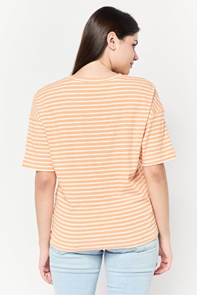 Esprit Women Crew Neck Short Sleeves Yarn Dye T-Shirt, Multicolor